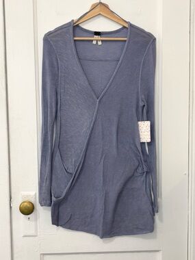 NWT WE THE FREE Women Miss Rose Surplice Wrap Top, Blue Gray,Size M, Beachy,Boho